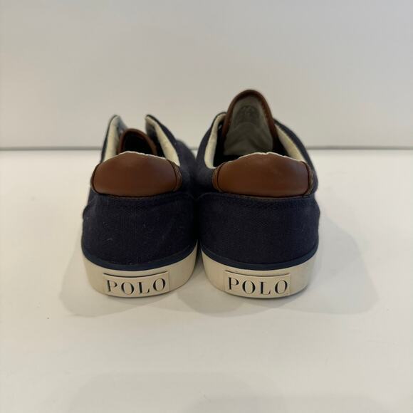 Polo Ralph Lauren Navy Blue Canvas Boat Shoes Youth Sneakers Size 3 - Picture 2 of 6